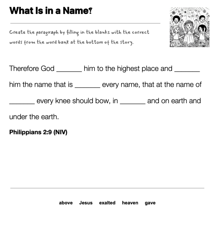 What Is in a Name? fill-in-the-blank